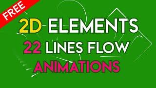 2D elements flowing white lines greenscreen video