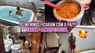 OS MENINOS FICARAM COM O PAI?! FIZ ALMOÇO ESPECIAL COMPRAS FAXINA NA CASA