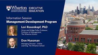 Information session on Wharton Executive Education's Management Development Program