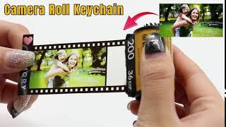 Personalized Custom Photo Picture Camera Film Roll Keychains with Photo Reel Album