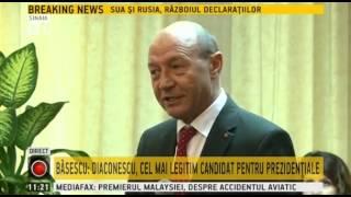 Basescu: Cristian Diaconescu, cel mai legitim candidat pentru Presedintie