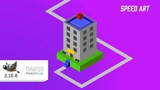 Create a 3D Isometric Building with GIMP 2.10 | Speed Art