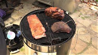 Cooking on both levels of Weber Smokey Mountain (WSM)