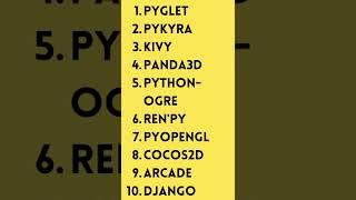#codewithmehnaz ||TOP  10 PYTHON PROGRAMMING LANGUAGES FOR  GAME  DEVELOPERS||#shorts