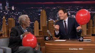 Morgan Freeman Sucks Down Helium on 'Tonight Show'