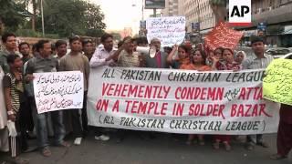 Pakistani Hindus protest against demolition of Hindu Temple