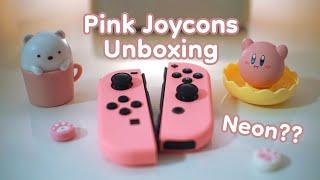 Nintendo Switch Princess Peach pastel pink joy cons unboxing + color comparison  | aesthetic