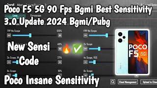  Poco F5 5G 90 Fps Best Sensitivity 3.0 Update 2024 Bgmi/Pubg  | Poco Insane Sensitivity