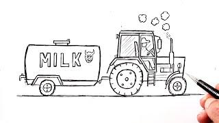 How to draw a Farm Tractor | Easy Drawing Tutorial