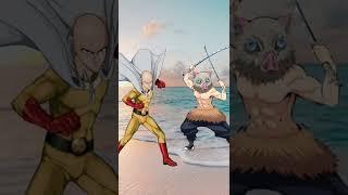 Saitama vs demon Slayer , Naruto and dragon ball Z # #anime #naruto #one punch man # dragon ball Z 