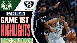 Milwaukee Bucks vs Brooklyn Nets Highlights Dec 26,2024 NBA Season 2024-25