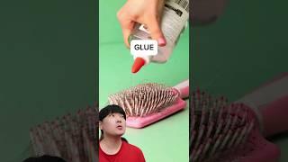 Hairbrush cleaning glue