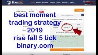 Best Moment, Rise Fall 5 tick Strategy 2019 binary.com Profit $10000 very easy