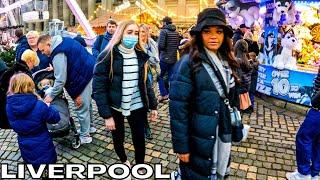 A walk through LIVERPOOL - England - Christmas Market 4k