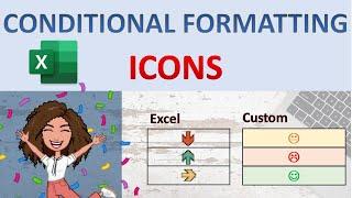 Excel icon sets, custom icon sets and conditional formatting in excel (and excel CHAR function)