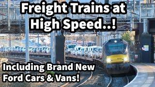 Freight Trains at HIGH SPEED..! Inc Brand New Ford CARS & VANS..! Lichfield Trent Valley 17/01/23