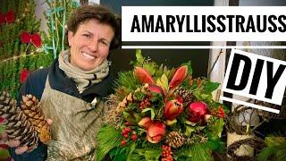 BLUMENSTRAUSS mit Amaryllis selber binden Floristikanleitung  DIY WEIHNACHTSDEKO WINTERDEKO