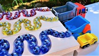 Marble Run Race ASMR 〇 HABA Triple Wave Slope & Dump Truck