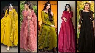 So Beautiful Simple Chiffon Long Frock Designs 2024 / Long Frock Designs For Girls / Chiffon Frocks