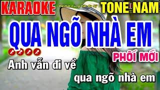 QUA NGÕ NHÀ EM Karaoke Nhạc Sống Tone Nam - C#m | Tình Trần Karaoke