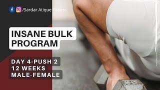 INSANE BULK "DAY 4- PUSH- 2"- 12 weeks Muscle Building Program | Sardar Atique #fitness #bulking