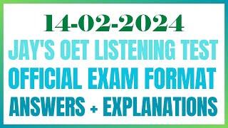 OET LISTENING TEST 14.02.2024 #oet #oetexam #oetnursing #oetlisteningtest