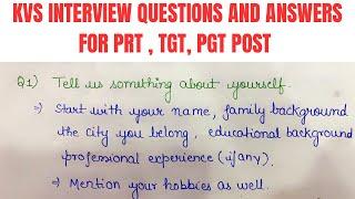 IMPORTANT KVS INTERVIEW QUESTIONS AND ANSWERS FOR THE POST OF PRT, TGT, PGT Post #kvsinterview #kvs