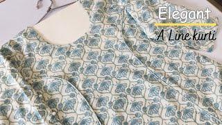Sober A Line Princess cut Kurti Cutting and Stitching / Kurti Design / Easy Sewing Tutorial
