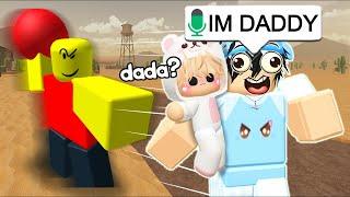 Pretending To Be The CUTEST BABY In Roblox Evade VOICE CHAT!