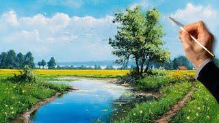  Acrylic Painting - Spring Landscape / Easy Art / Drawing Lessons / Satisfying Relaxing / Акрил