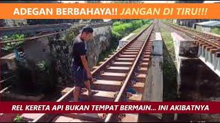 Viral, Video Bocah Masuk Kolong Jembatan Perlintasan Kereta, Jangan Ditiru!! Inilah Akibatnya!!