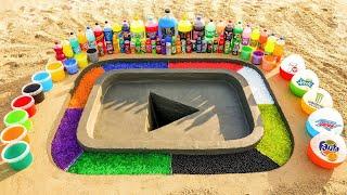 How to make YouTube Logo with Cement, Rainbow Orbeez, Big Monster, Coca Cola vs Mentos and Fanta