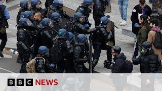 Hundreds more pension reform protests take place in France - BBC News