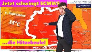 RADIKALER WECHSEL: ECMWF jetzt mit Dauerhitze - GFS mit Temperatursturz! Regional heißes Wochenende.