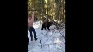 Russian guys training with bear