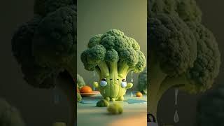 Is this broccoli crying or sweating?  #ai #broccoli #aivideo #animation