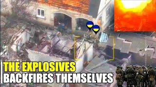 Accidental detonation of Ukrainian explosive charge detonated on themselves!