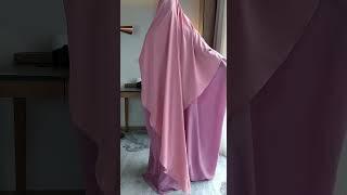 Muslimah Dusty Purple Saudi Butterfly Abaya Jilbab, Pastel Pink Diamond Khimar Set-ITADASHI 2021