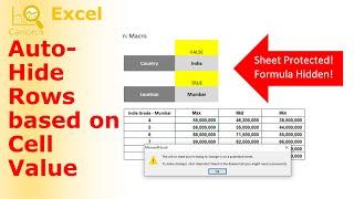 How to Automatically Hide Rows based on Cell Value - Sheet Protected and Formula Hidden