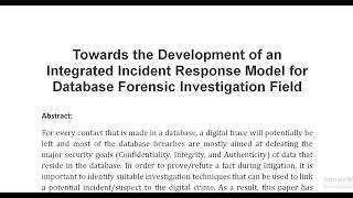 Towards the Development of an Integrated Incident Response Model for Database Forensic Investigation