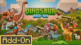 TAME & RIDE DINOSAURS ADDON in your Minecraft Bedrock Survival World!