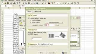 Create a series of barcode images with data from a spread sheet