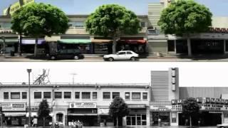 Matching 1973 and 2002 traverses of Hollywood Boulevard filmed by Ruscha