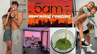 Fitness Couple's 5am Morning Routine | workouts, meals, skincare