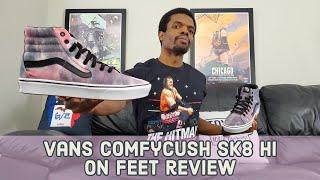 Vans Blotched Pink Comfycush Sk8 Hi On Feet Review (VN0A3WMB2QR)