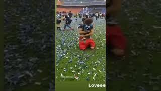 Ashraf Hakimi celebrates with his son Amin winning the Italian League