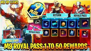 FINALLY M9 ROYAL PASS 1 TO 50 RP REWARDS LEAKS | M9 ROYAL PASS 1 TO 50 RP LEAKS | BGMI M9 RP