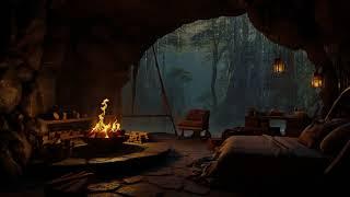 Try Survival in a Wet Cave with Stormy Days and Nights - Warm Up with Fire