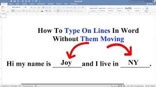 How to type on Lines in Word Without Them Moving