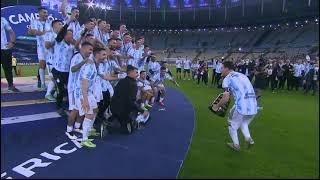 Messi Lifts The Copa America Trophy | Argentina Celebrates Copa America 2021